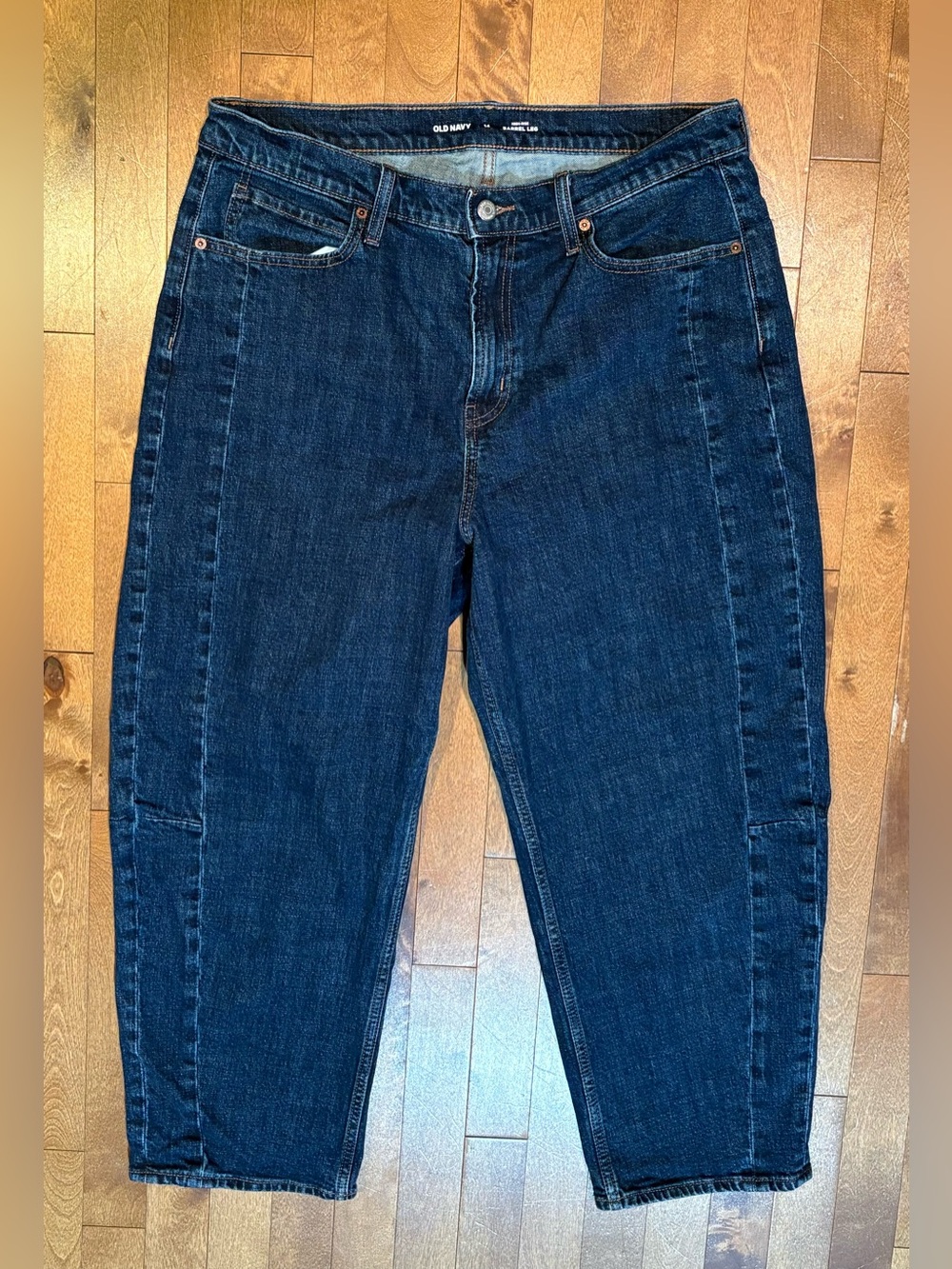 Old Navy High-Rise Barrel Leg Jeans Dark Wash Size 14